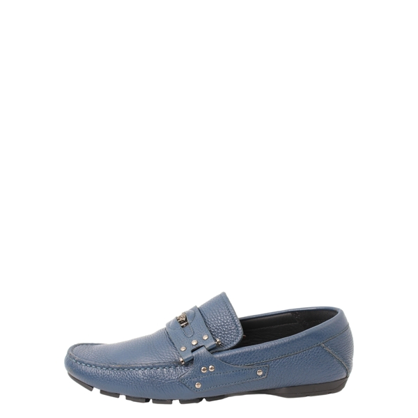 Leather Medusa Biggie Driver Loafers Blue