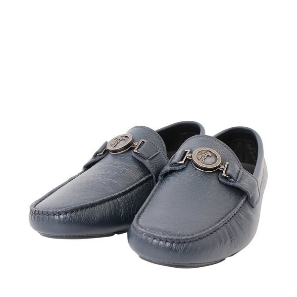 Leather Slip-On Loafers Blue