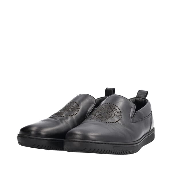 Leather Medusa Slip-On Sneakers Black