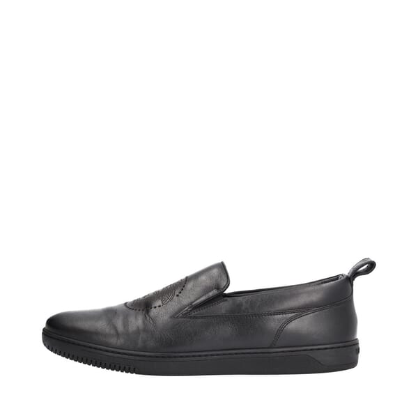 Leather Medusa Slip-On Sneakers Black