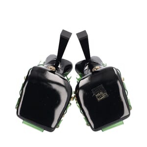Pvc Medusa Embellished Caged Sandals Green, view 5