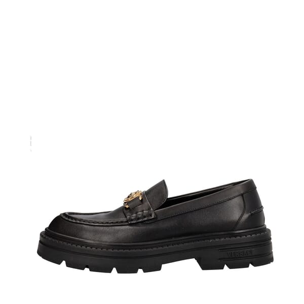 Leather Medusa Loafers Black
