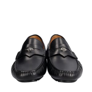 Leather Medusa Loafers Black, view 3