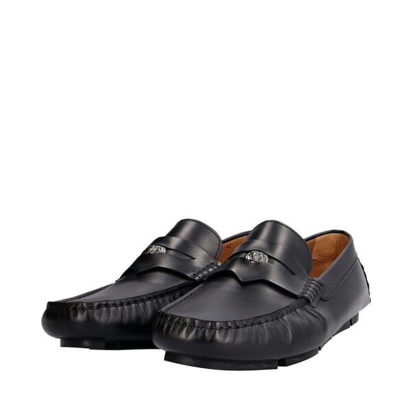 Leather Medusa Loafers Black
