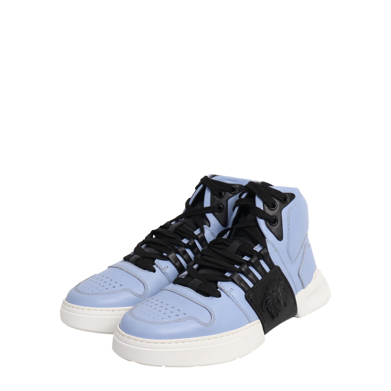 Leather Medusa High Top Sneakers Blue/Black