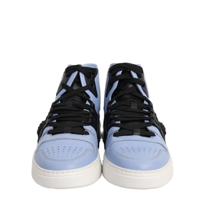 Leather Medusa High Top Sneakers Blue/Black, view 3