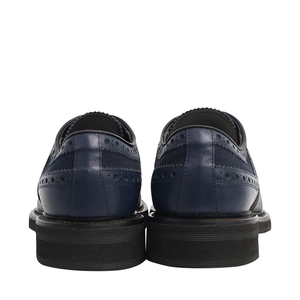 Leather/Canvas Greca Lace Up Derby Shoes Navy, view 4