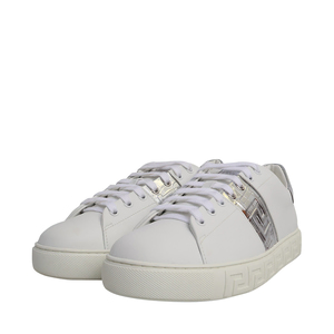 Leather Greca Sneakers White