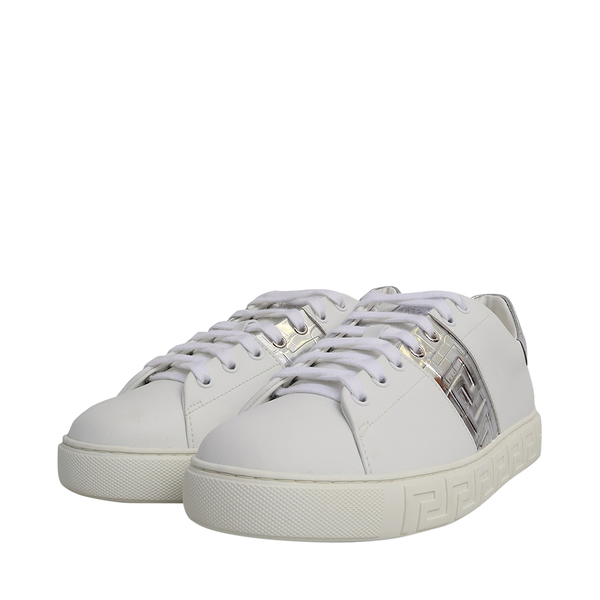 Leather Greca Sneakers White