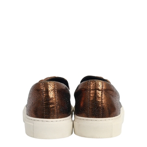 Aged Leather Medusa Slip On Sneakers Metallic Bronze, view 4