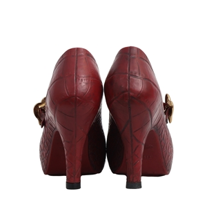 x MELISSA Croc Embossed Melflex Mary Jane Heels Red/Burgundy, view 4