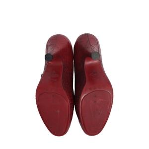 x MELISSA Croc Embossed Melflex Mary Jane Heels Red/Burgundy, view 5