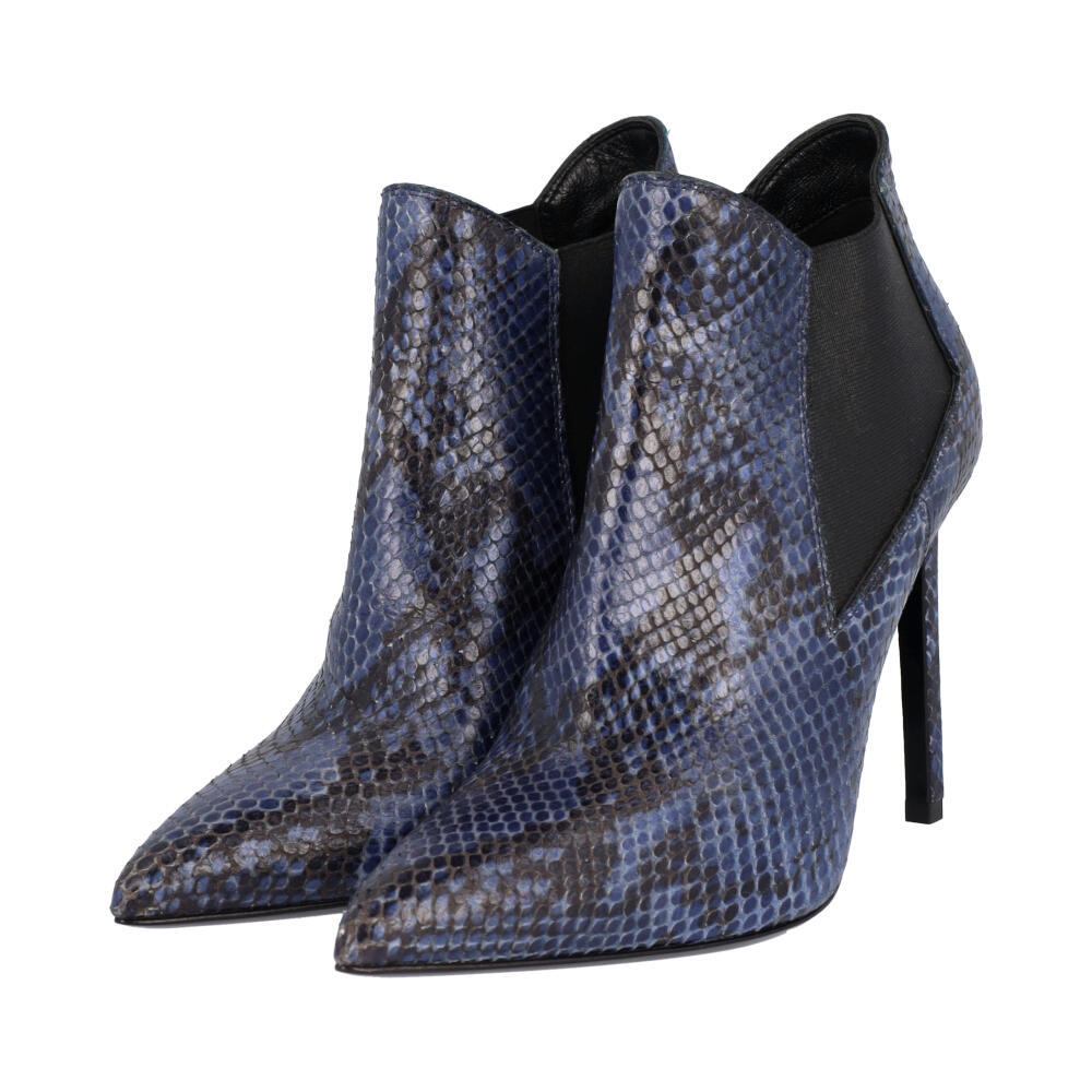 SAINT LAURENT Python Paris Texas Ankle Boots Midnight Blue | Luxity