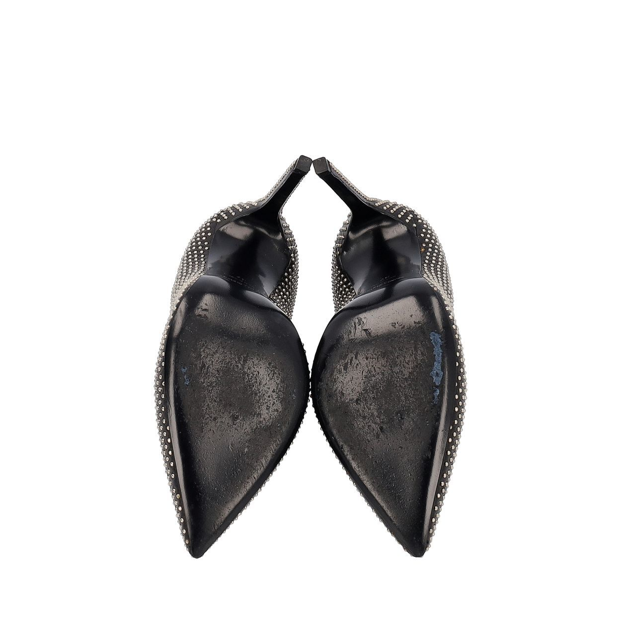 SAINT LAURENT Leather Studded Pumps Black | Luxity
