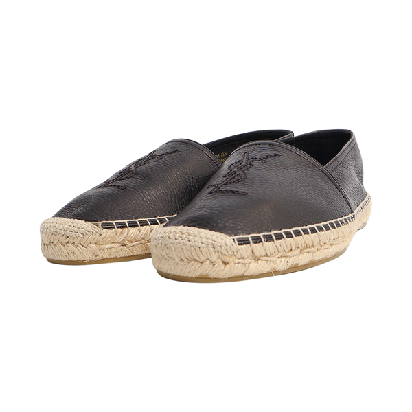 Leather Logo Espadrilles Black