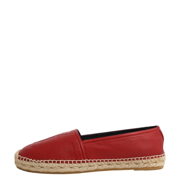 Leather Logo Embossed Espadrilles Burgundy