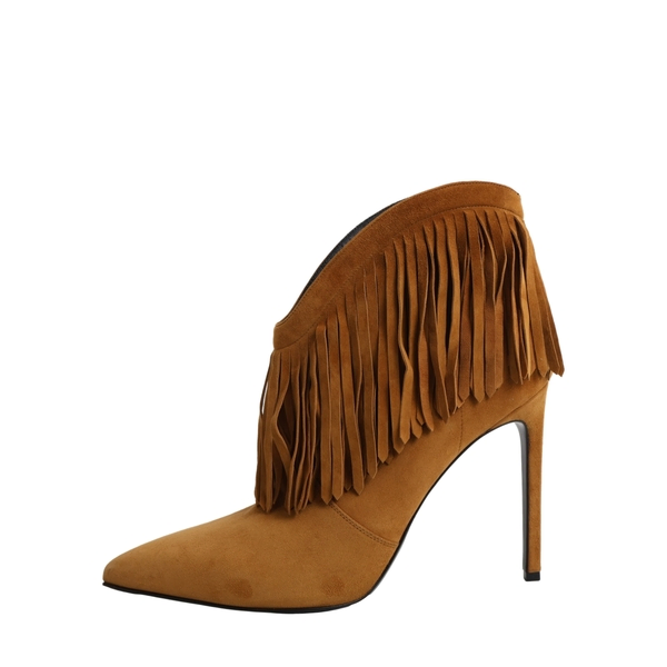 Suede Fringe Ankle Boots Mustard