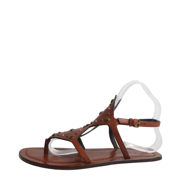 Leather Studded Sandals Brown