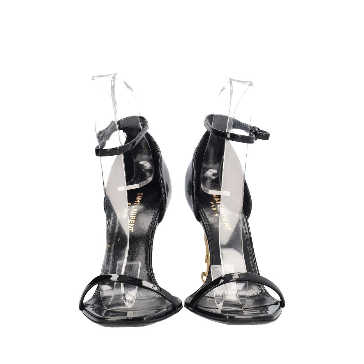 SAINT LAURENT Patent Opyum Sandals Black | Luxity
