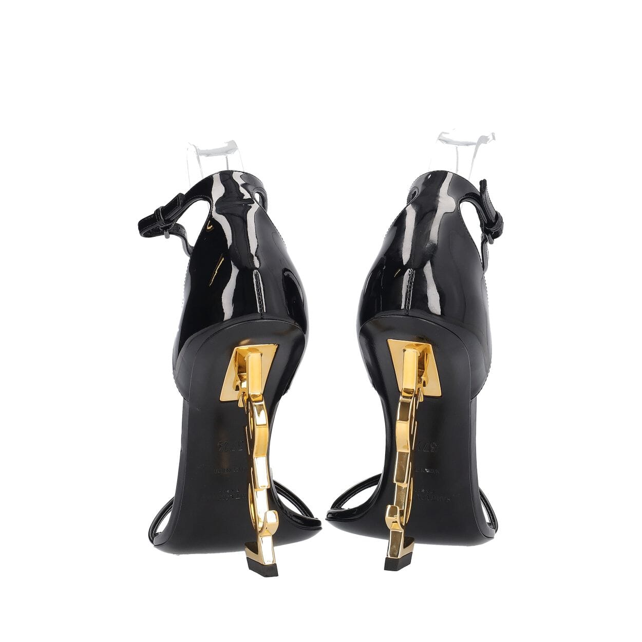 SAINT LAURENT Patent Opyum Sandals Black | Luxity