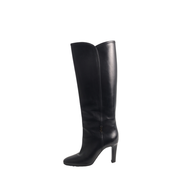 Leather Jane Knee Length Boots Black