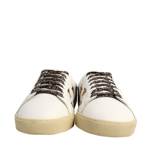 Leather/Pony Hair Classic Court Star Sneakers White/Leopard Print, view 3