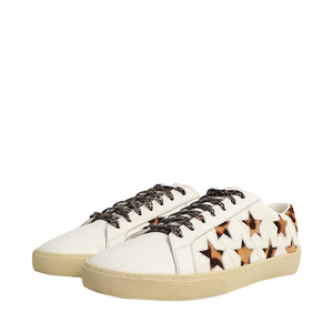 Leather/Pony Hair Classic Court Star Sneakers White/Leopard Print