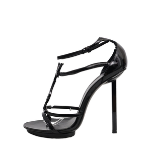 Patent Cassandra Logo Sandals Black, view 3