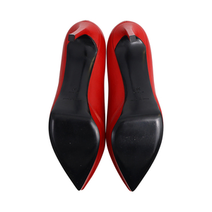 Grained Leather Janis Platform Pumps Red, view 5