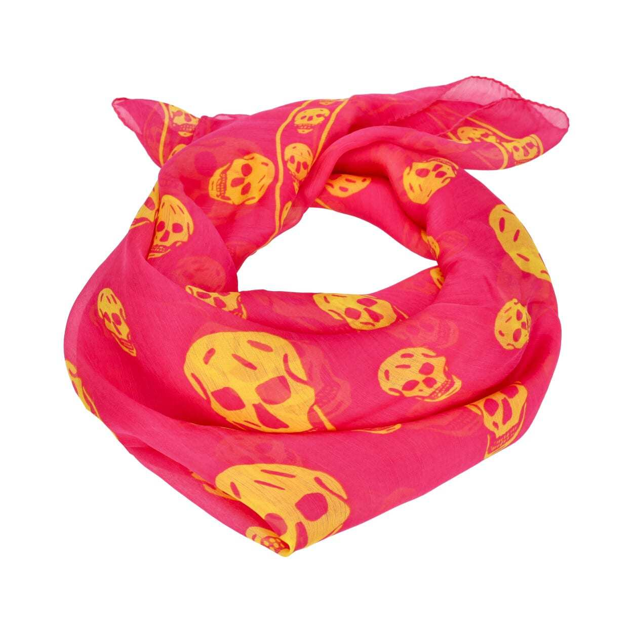 Écharpe Skinny Alexander McQueen Avec Motif Crâne - Couleur Magenta/rose, 100% Soie