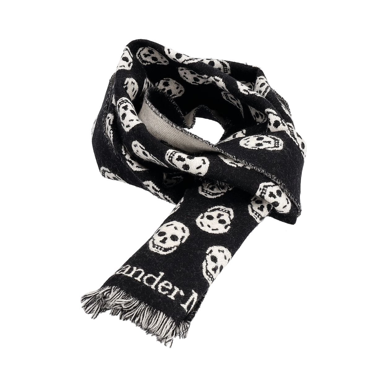 ALEXANDER MCQUEEN Wool Skull Scarf Black/White | Luxity