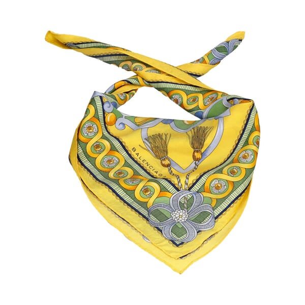 Silk Printed Scarf Yellow/Blue