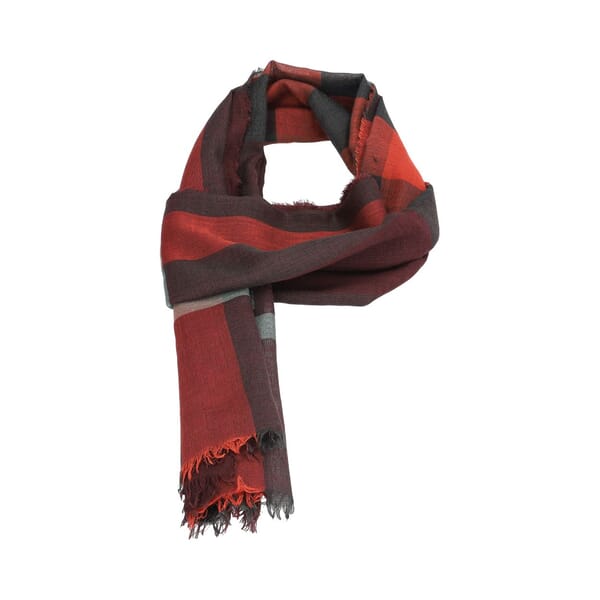 Lightweight Check Scarf Burgundy/Burnt Orange
