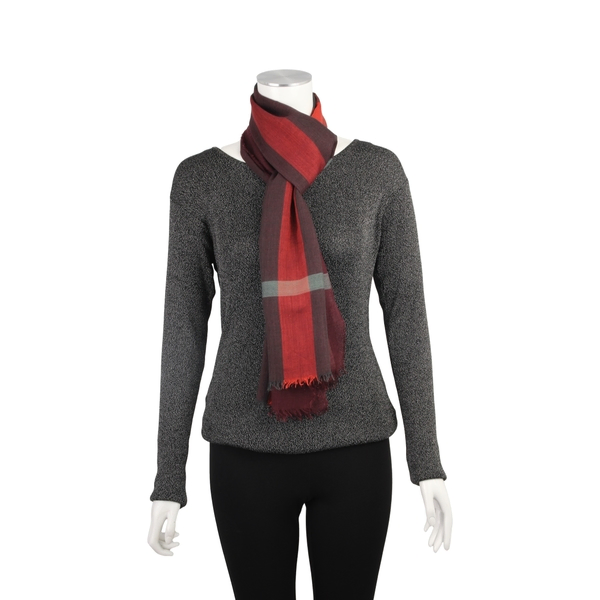 Lightweight Check Scarf Burgundy/Burnt Orange