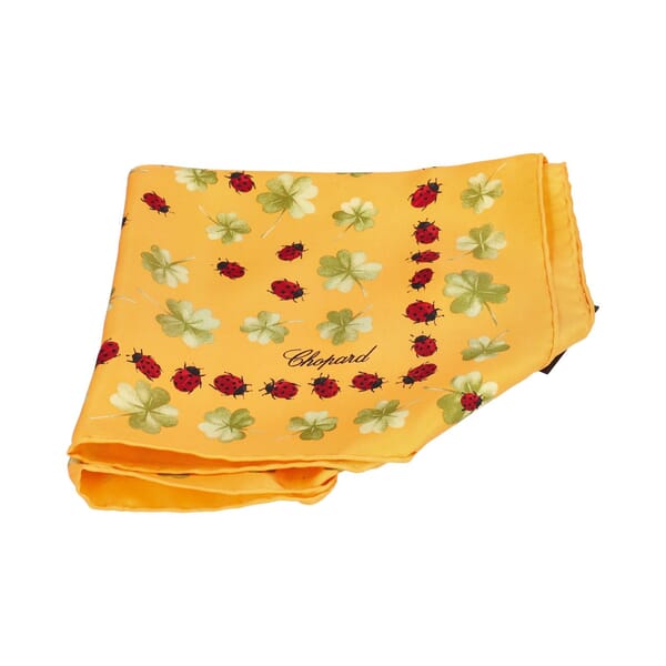 Silk Lady Bug/Clover Pocket Square Orange