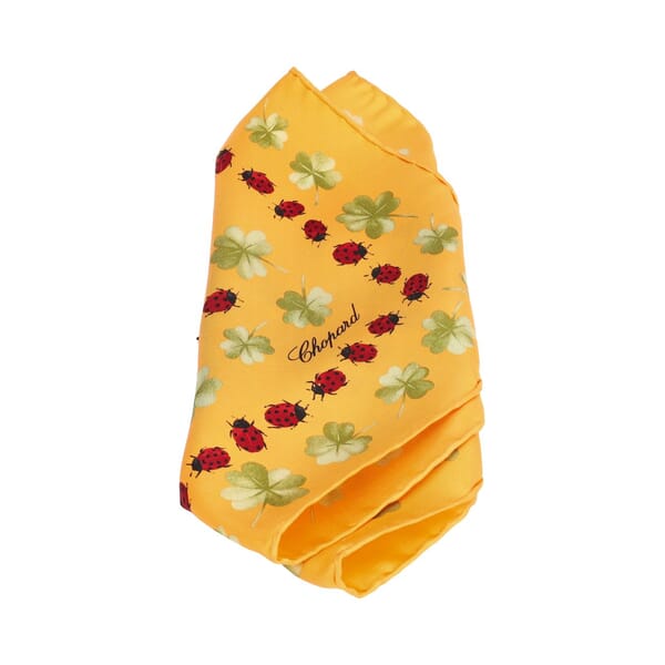 Silk Lady Bug/Clover Pocket Square Orange