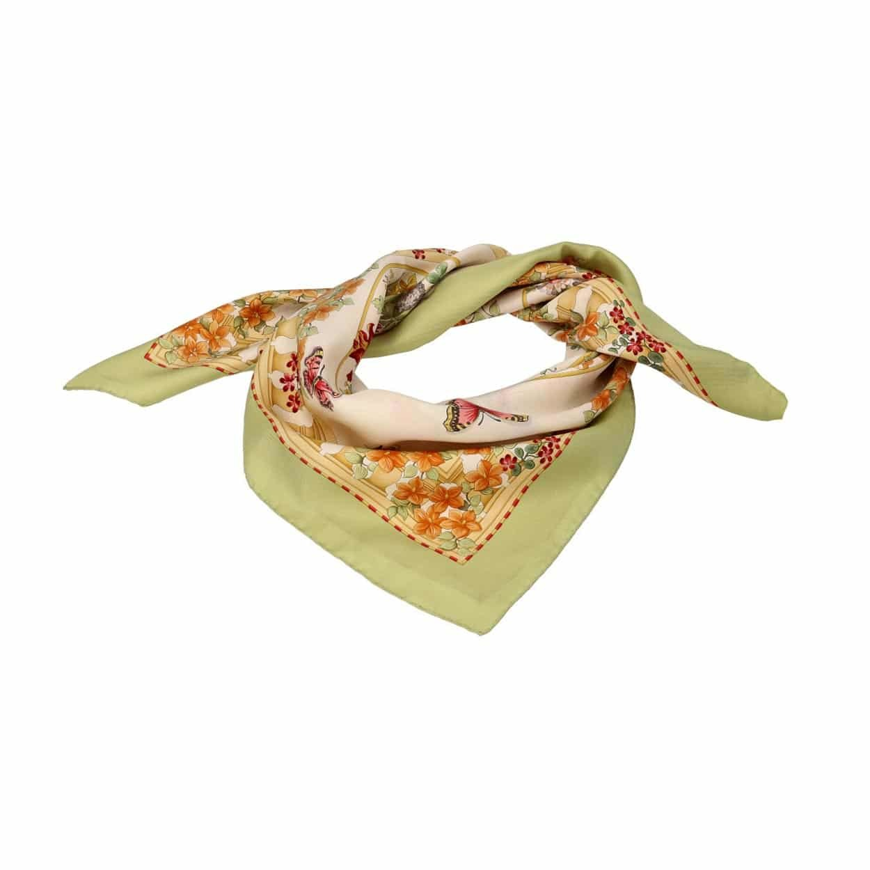 SALVATORE FERRAGAMO Salvatore Ferragamo Silk Butterfly Scarf Green