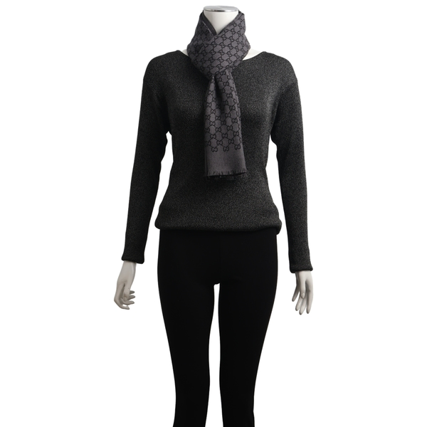 Wool GG Scarf Black/Grey