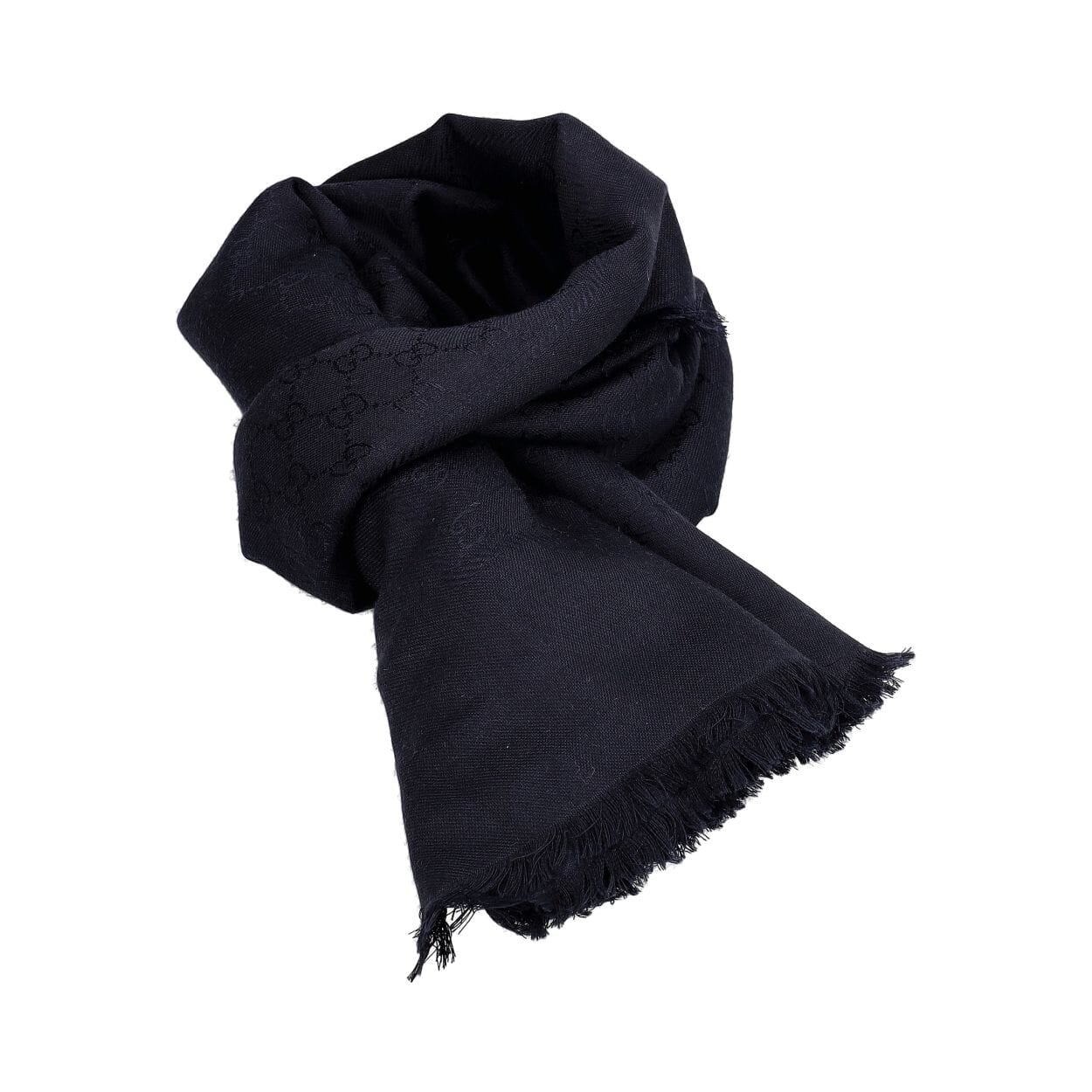 Silk/Wool Jacquard GG Shawl Navy