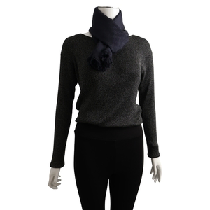 Silk/Wool Jacquard GG Shawl Navy, view 2
