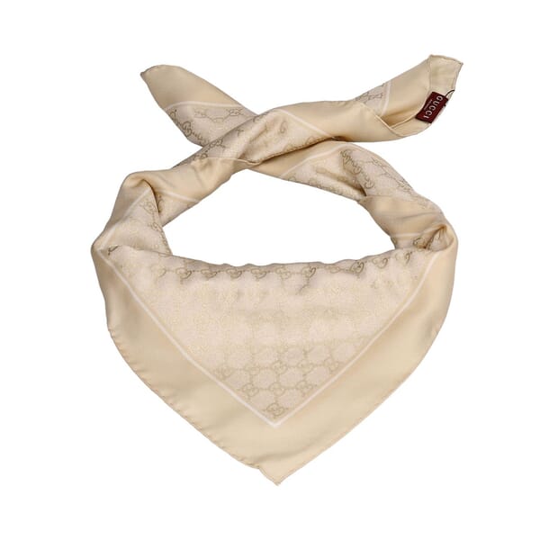 Silk GG Scarf Beige/White