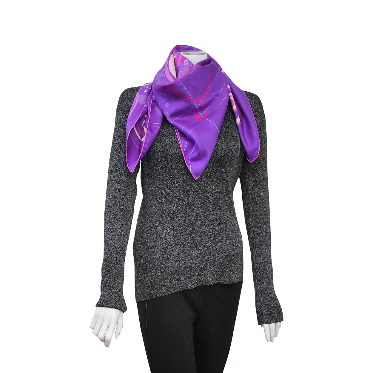 HERMES Silk Comme Histories Scarf Purple | Luxity