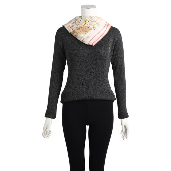 Silk Fleurs Et Papillons De Tissus Carre Scarf Multicolour