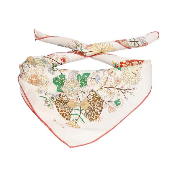 Silk Fleurs Et Papillons De Tissus Carre Scarf Multicolour