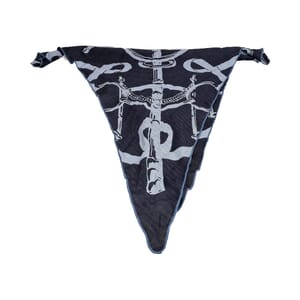 Cashmere/Silk Eperon D'Or Triangle Scarf Marine/Gris Chine