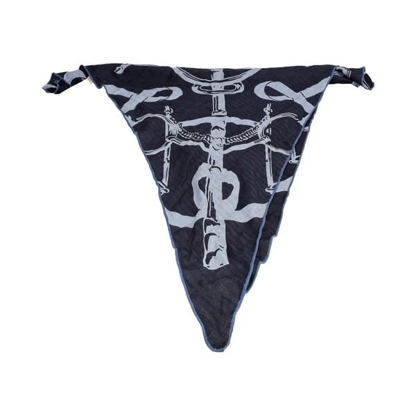Cashmere/Silk Eperon D'Or Triangle Scarf Marine/Gris Chine