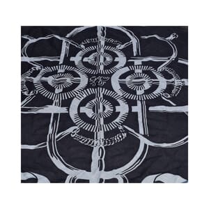 Cashmere/Silk Eperon D'Or Triangle Scarf Marine/Gris Chine, view 3