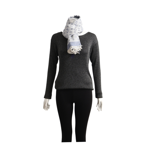Silk/Wool Monogram Denim Shawl