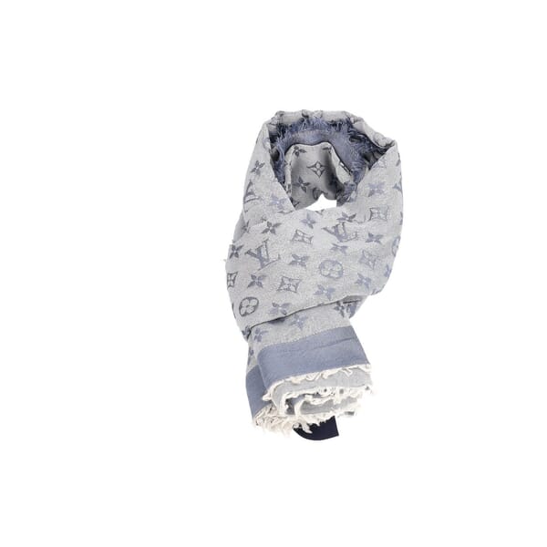 Silk/Wool Monogram Denim Shawl