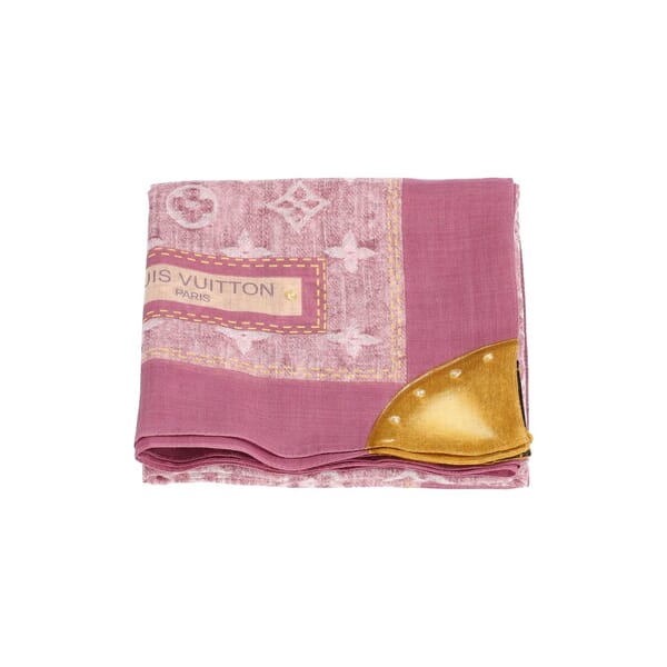 Cotton Monogram Square Scarf Pink